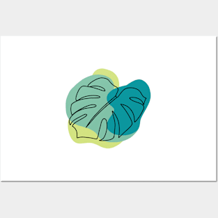 Colorblock Monstera Leaf - green Posters and Art